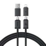 Baseus 2 Meter 60W Versatile Two-for-Two Fast Charging Cable with U+C to C+L Converter – Cosmic Black