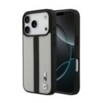 BMW Magsafe PU Perforated Stripes Leather Case for iPhone 17 Pro / 17 Pro Max – Grey/Black