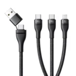 Baseus 1.5Meter Flash Series 3 Two-for-three U+C to C+C+L 100W Fast Charging Cable –  Cluster Black – P10377501111-00