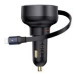 Baseus 55W Enjoyment Pro Car Charger C+Retractable iP Cable Cluster Black – 1Y