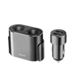 Baseus High Efficiency One to Two Cigarette Lighter – Black