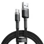 Baseus Cafule 2M Nylon Braided Cable USB To Type-C QC3.0 2A Black-Grey – CATKLF-CG1- 1 Year Warranty