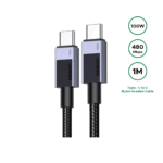UGREEN 1 Meter 100W 5A Max Type-C to Type-C PD Fast Charging Nylon Braided Cable – L512 – 45063 – 1 Year Warranty