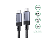 UGREEN 1 Meter 240W 8K@60Hz Type – C to Type -C Gen 3 Nylon Braided Cable (Space Gray) – L705 – 65175 – 1 Year Warranty