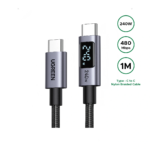 UGREEN 1 Meter 240W Smart Digital Display Type-C to Type-C PD Fast Charging Cable – L530 – 65866 – 1 Year Warranty