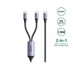 UGREEN 1.5 Meter 100W 2-in-1 Type-C to Dual Type-C 5A Max PD Charging Cable – US561 – 35087 – 1 Year Warranty