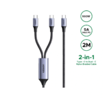 UGREEN 2 Meter 140W 2-in-1 Type-C to Dual Type-C 5A Max PD Charging Cable – L533 – 75733 – 1 Year Warranty