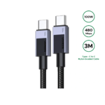 UGREEN 3 Meter 100W Type-C to Type-C PD Fast Charging Nylon Braided Cable – L512 – 45065 – 1 Year Warranty