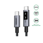 UGREEN 3 Meter 100W Uno Type-C to Type-C PD Fast Charging Cable – L509 – 35513 – 1 Year Warranty