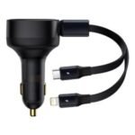 Baseus Enjoyment Retractable 2-in-1 Car Charger C+L 30W Black – CGTX000001 – 1 Year Warranty